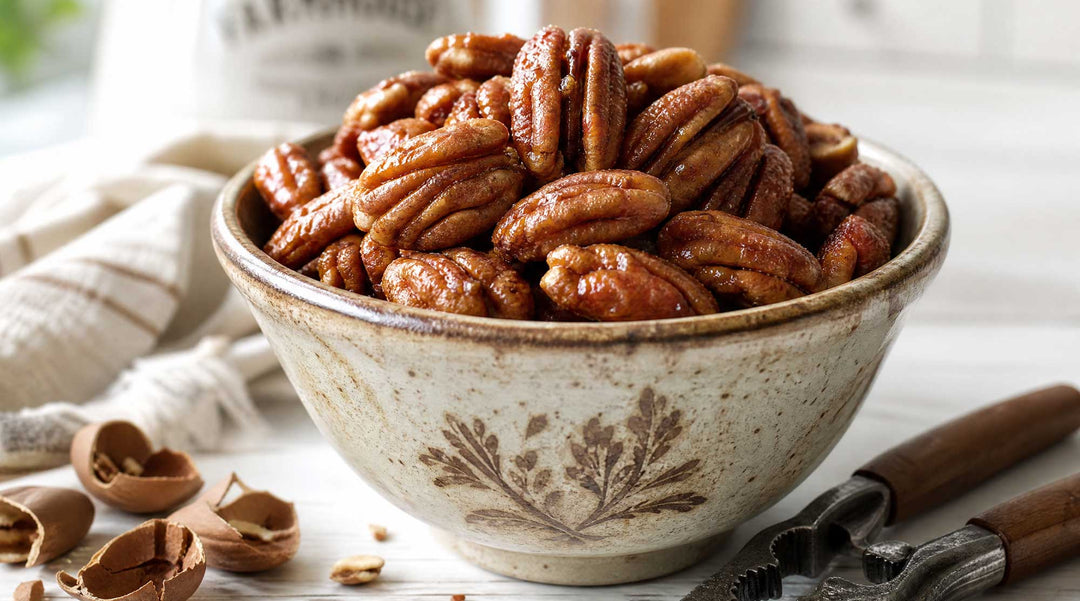 candied honey roasted nuts in a bowl
