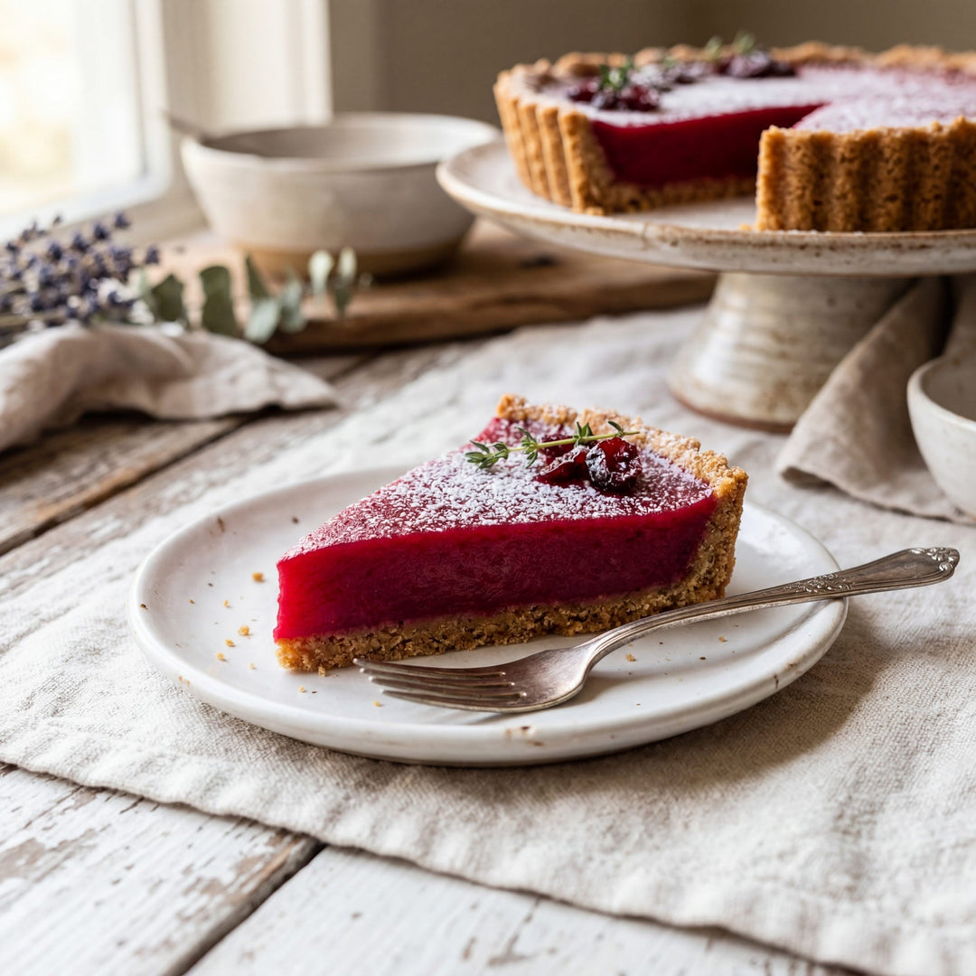 slice of cranberry curd tart