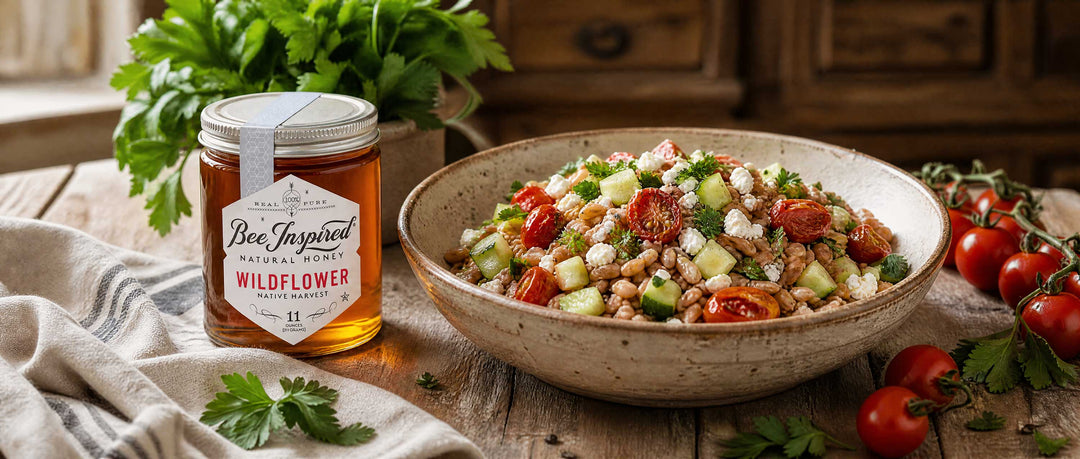 farro salad with roasted tomatoes and honey