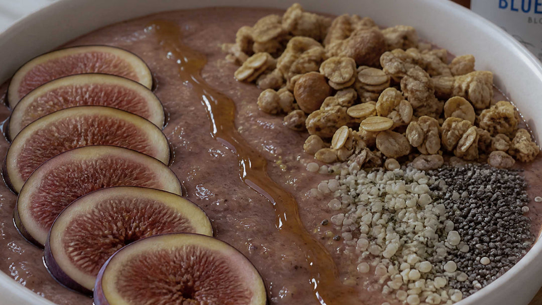 fig smoothie hero with figs, nuts and chia seeds