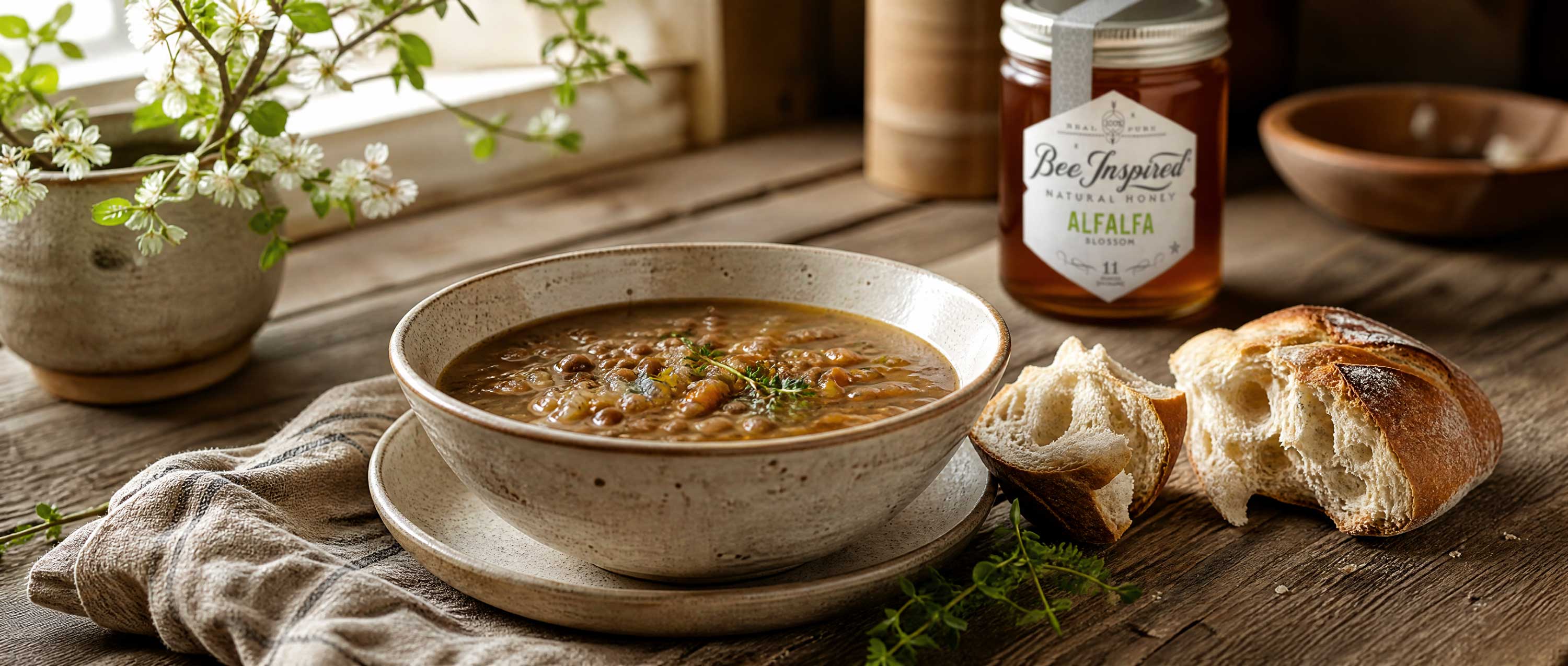 Lentil Soup with Honey Balsamic Glaze