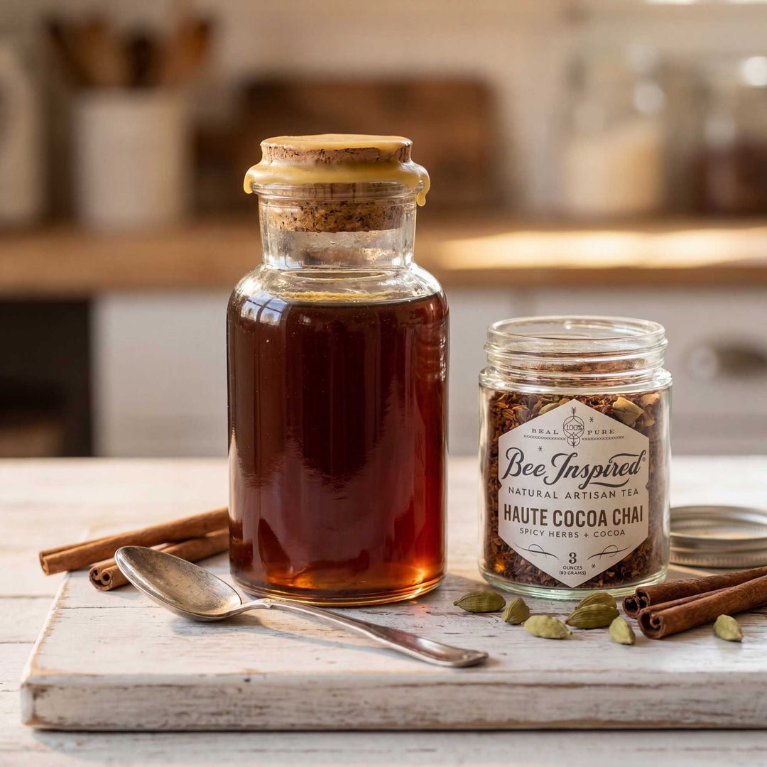 Chai Honey Syrup with Haute Cocoa Chai and Coffee Blossom Honey