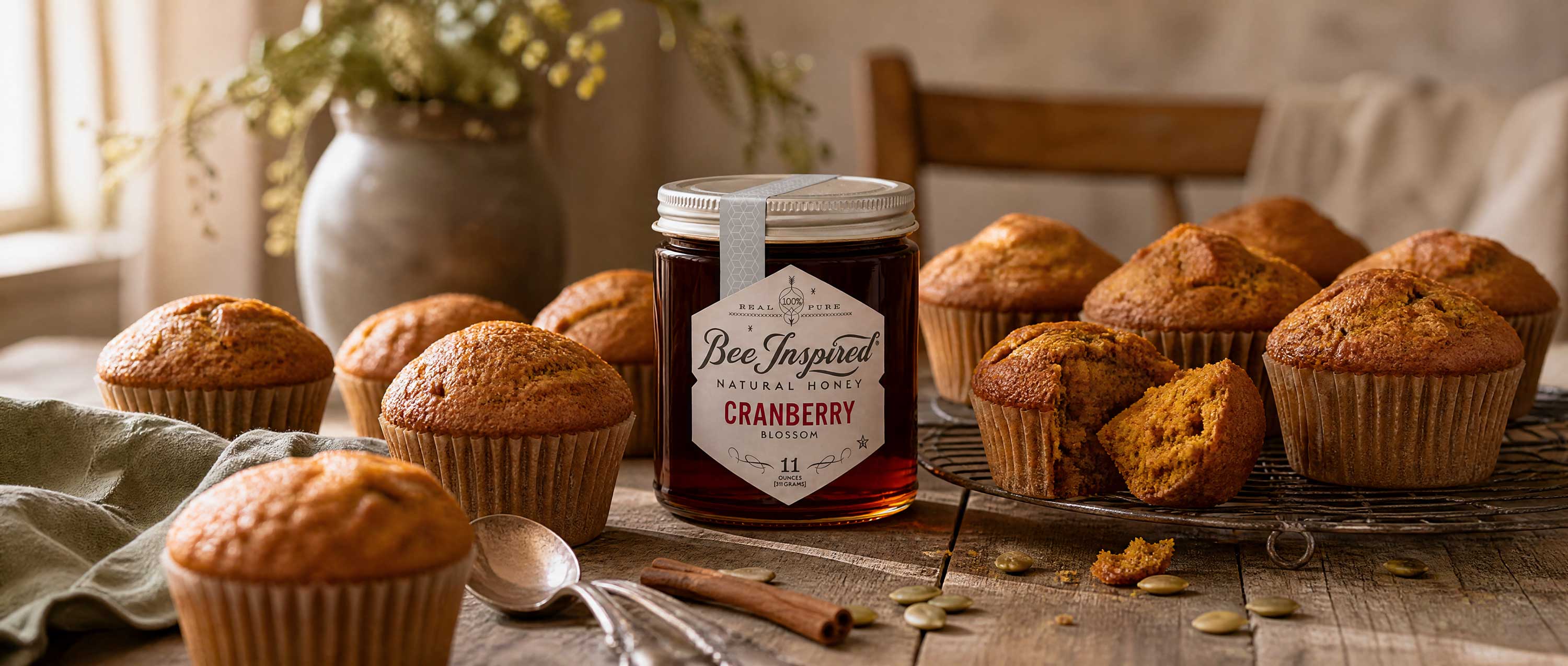 gluten-free pumpkin muffins with cranberry honey