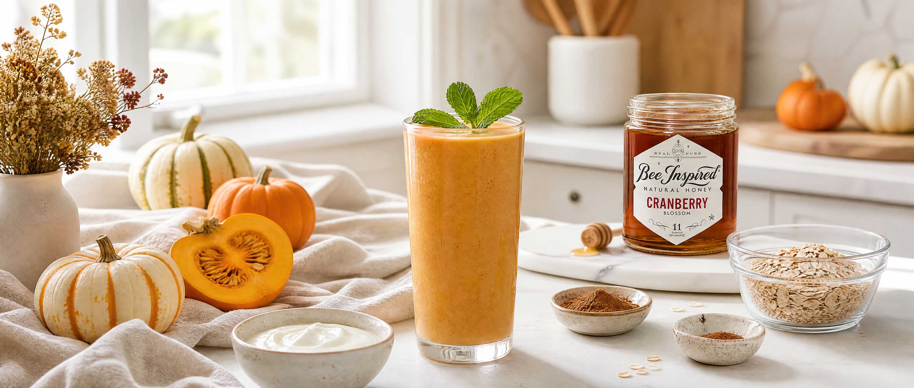 Pumpkin Protein Smoothie with Cranberry Honey