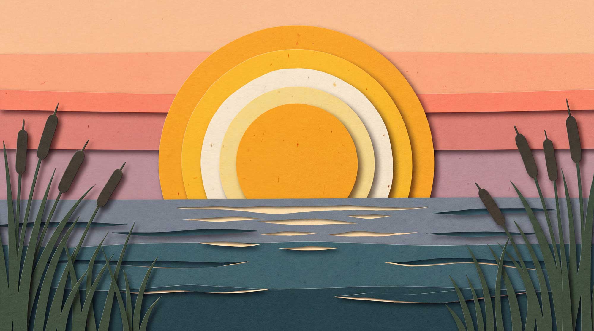 sunrise cut paper art