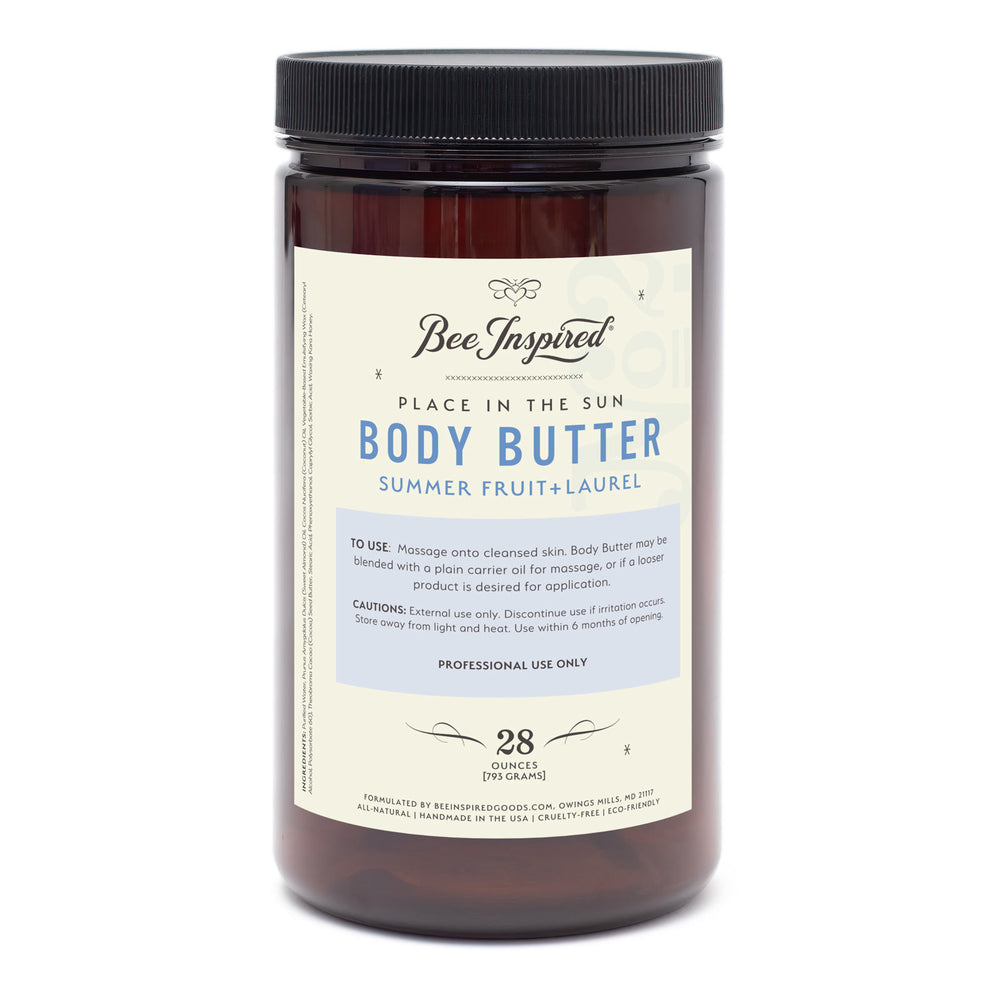 Jar of Bee Inspired body butter with a label on a white background