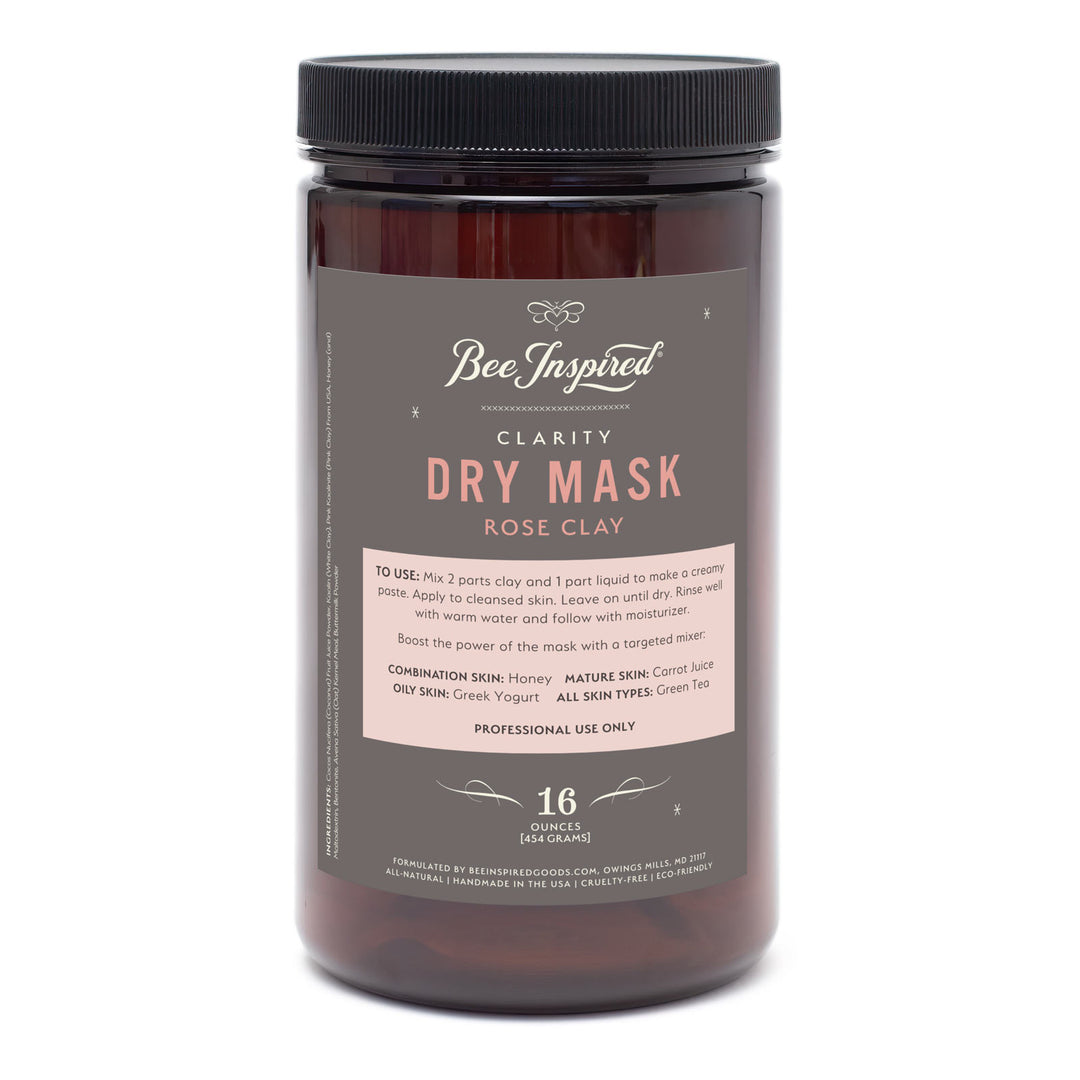 Bee Inspired Clarity Dry Mask Rose Clay container on a white background