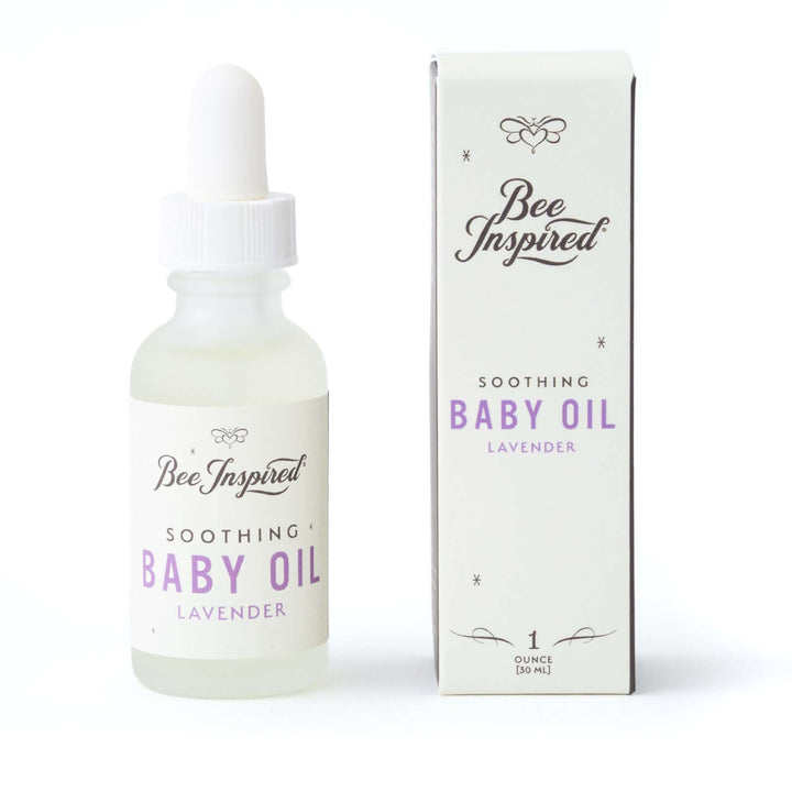 lavender baby oil on white 
