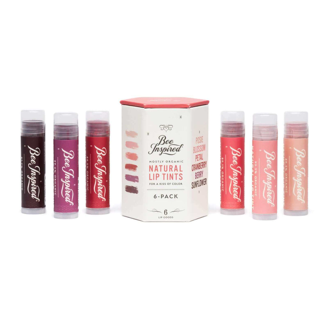 Bee Inspired lip tint six pack against white 