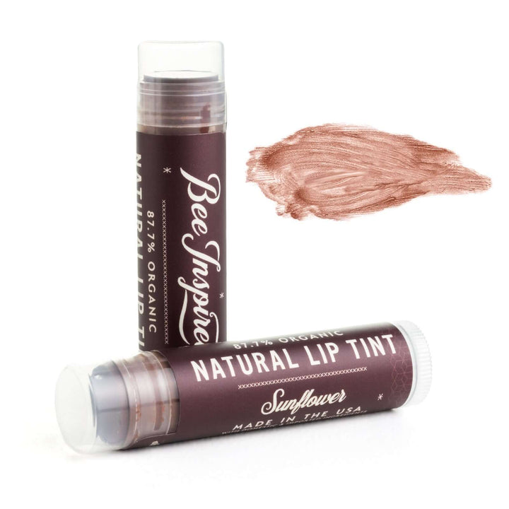Sunflower lip tint and color smear on white 