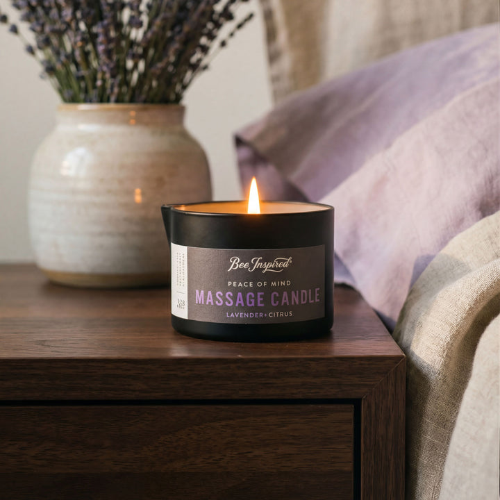 Massage candle labeled &