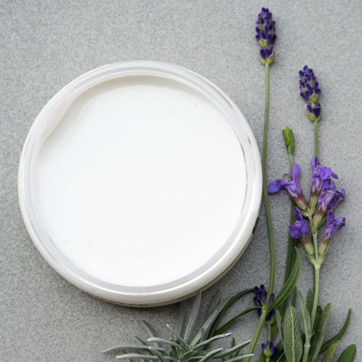 peace of mind body butter open with lavender