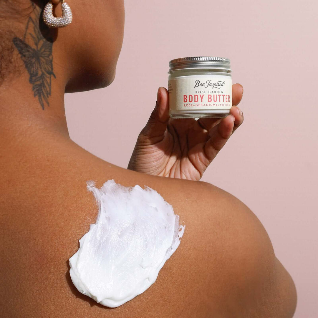Rose Garden body butter rubbed into someone&