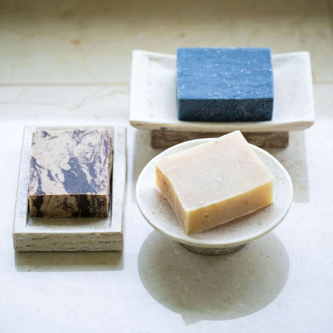 Soap trio on individual soap trays 