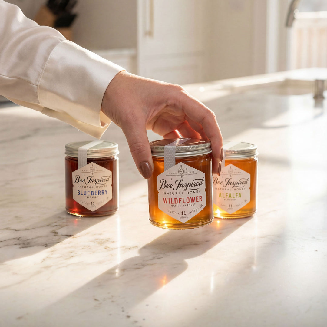 Hand holding a jar of &