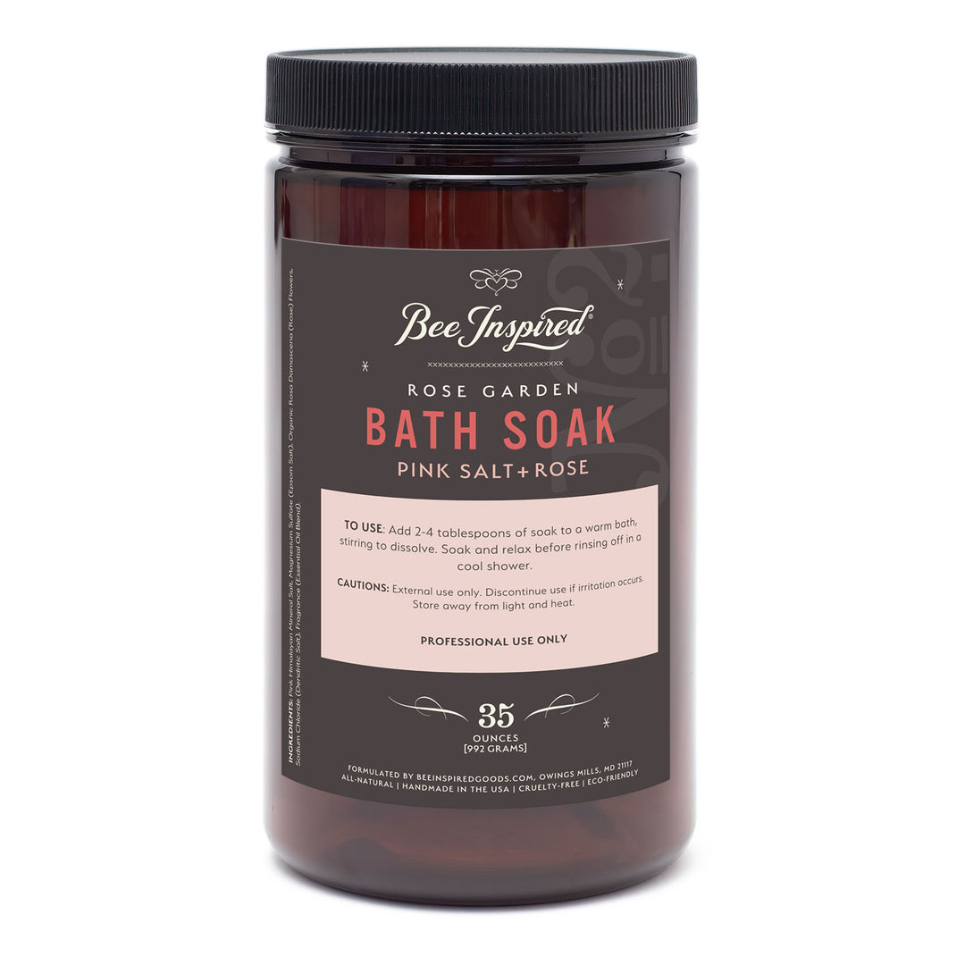 Bee Inspired Rose Garden Bath Soak container on a white background