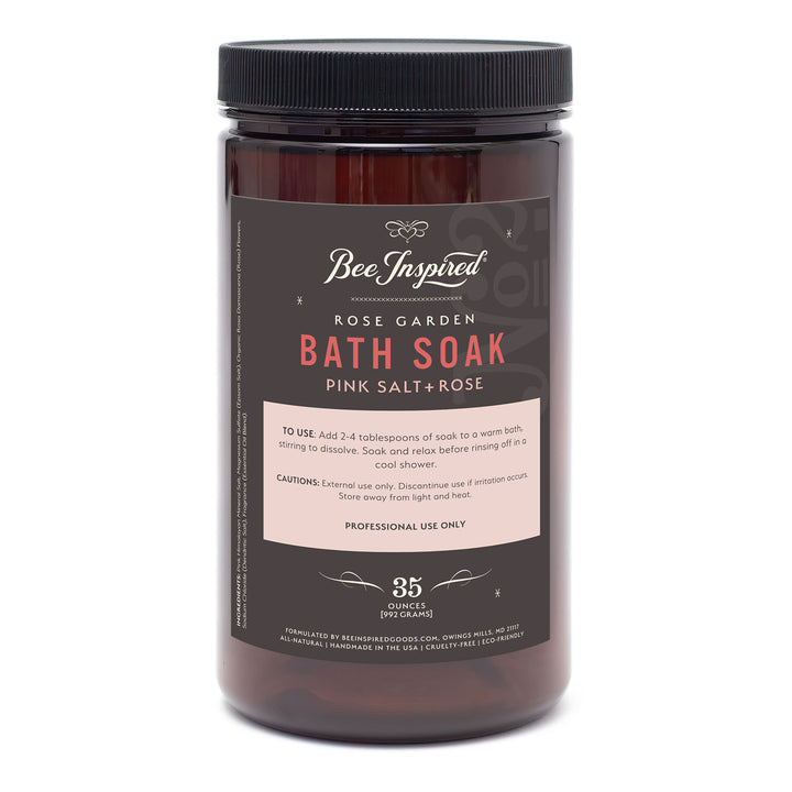 Bee Inspired Rose Garden Bath Soak container on a white background
