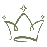 Green crown icon with stars on a white background