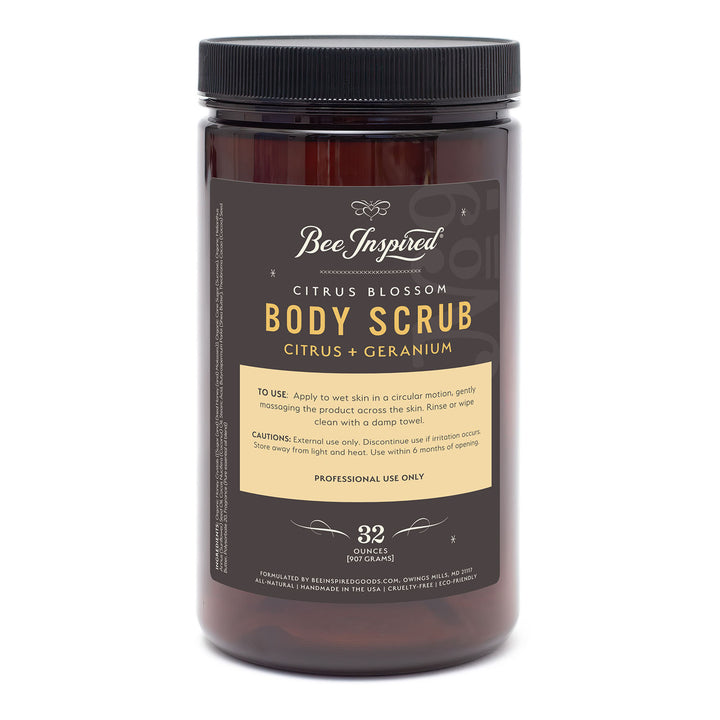 Jar of Bee Inspired Citrus Blossom Body Scrub on a white background