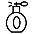 Black perfume bottle icon on white background 
