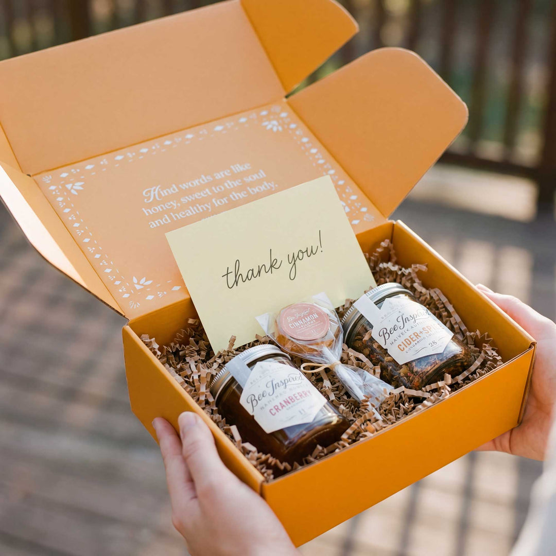 Orange gift box with &