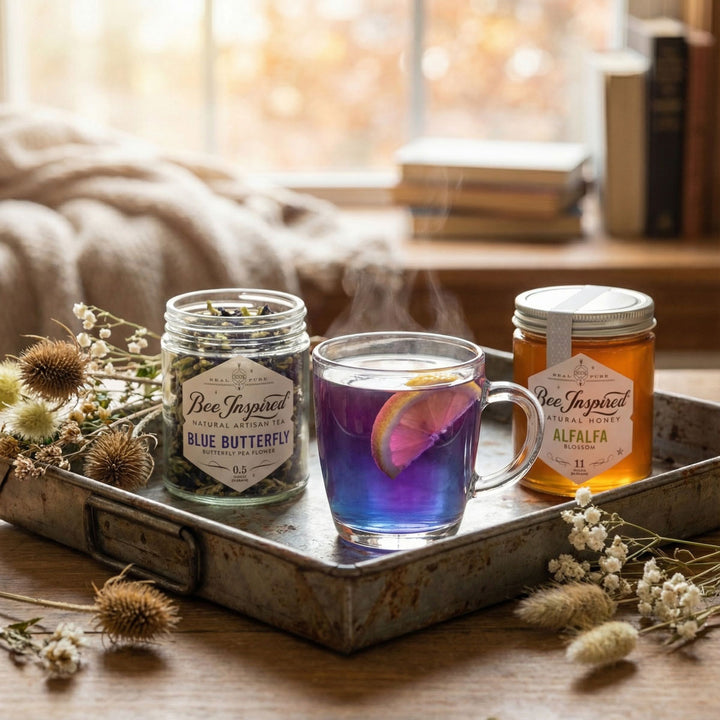 Tray with jars labeled &