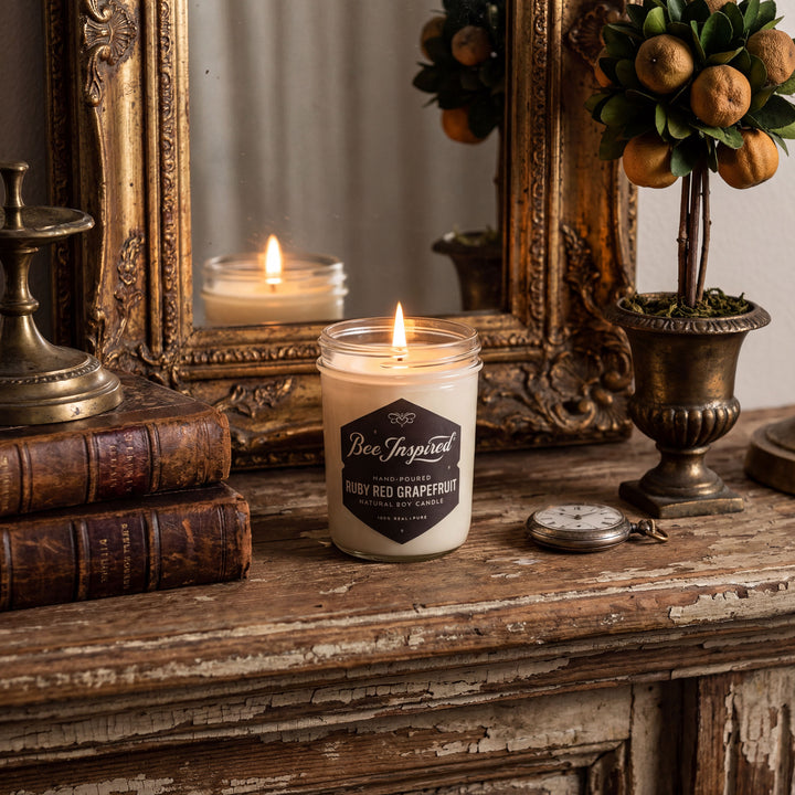 Candle jar labeled &